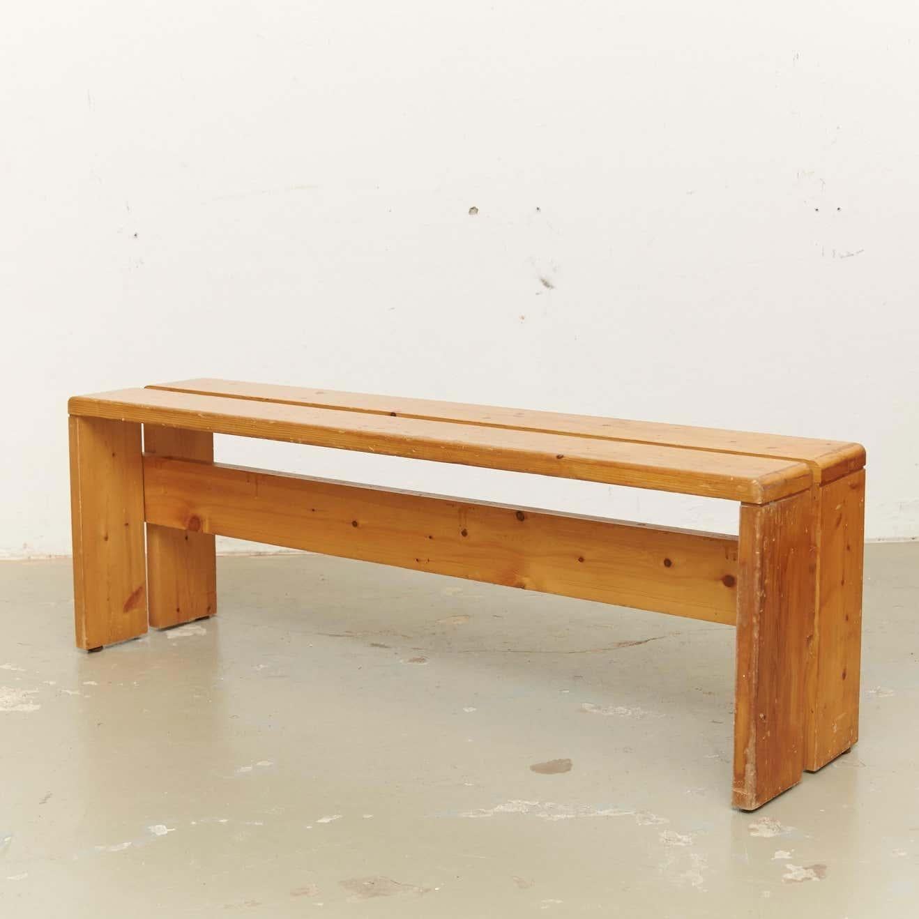 Pine Set of Two Charlotte Perriand Large Wood Benches for Les Arcs, circa 1960