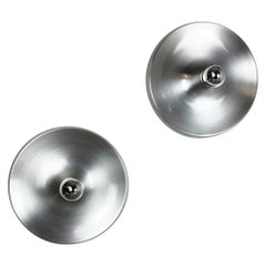 Set of Two Charlotte Perriand Style Aluminum Disc Wall Light, Germany, 1970s