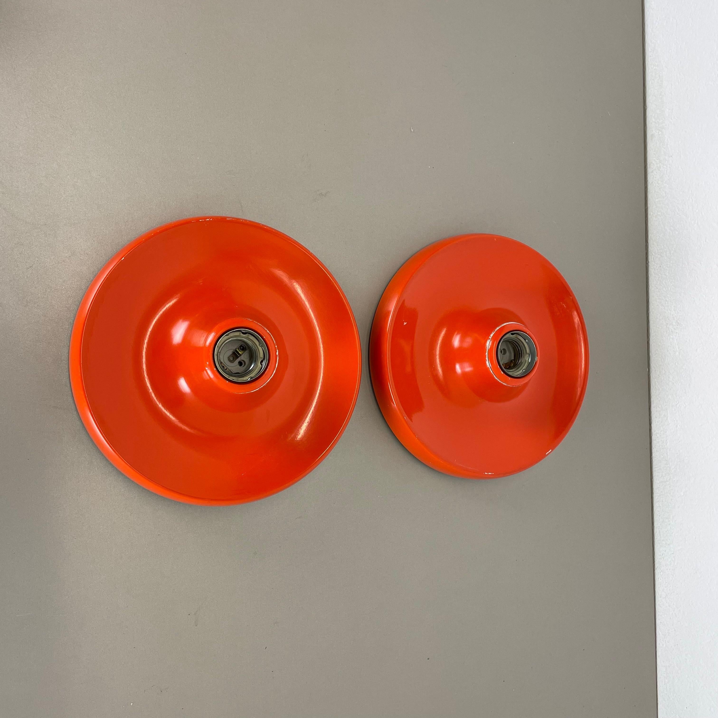 Mid-Century Modern Set of Two Charlotte Perriand Style Disc Wall Light by Honsel Attr., Germany 70s