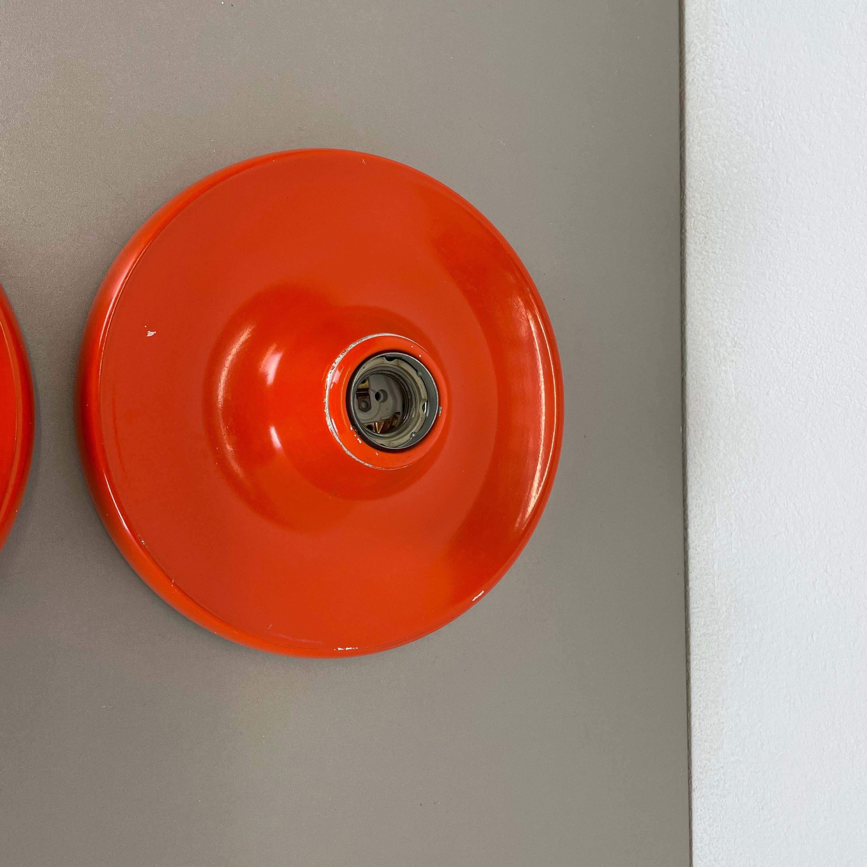 Metal Set of Two Charlotte Perriand Style Disc Wall Light by Honsel Attr., Germany 70s