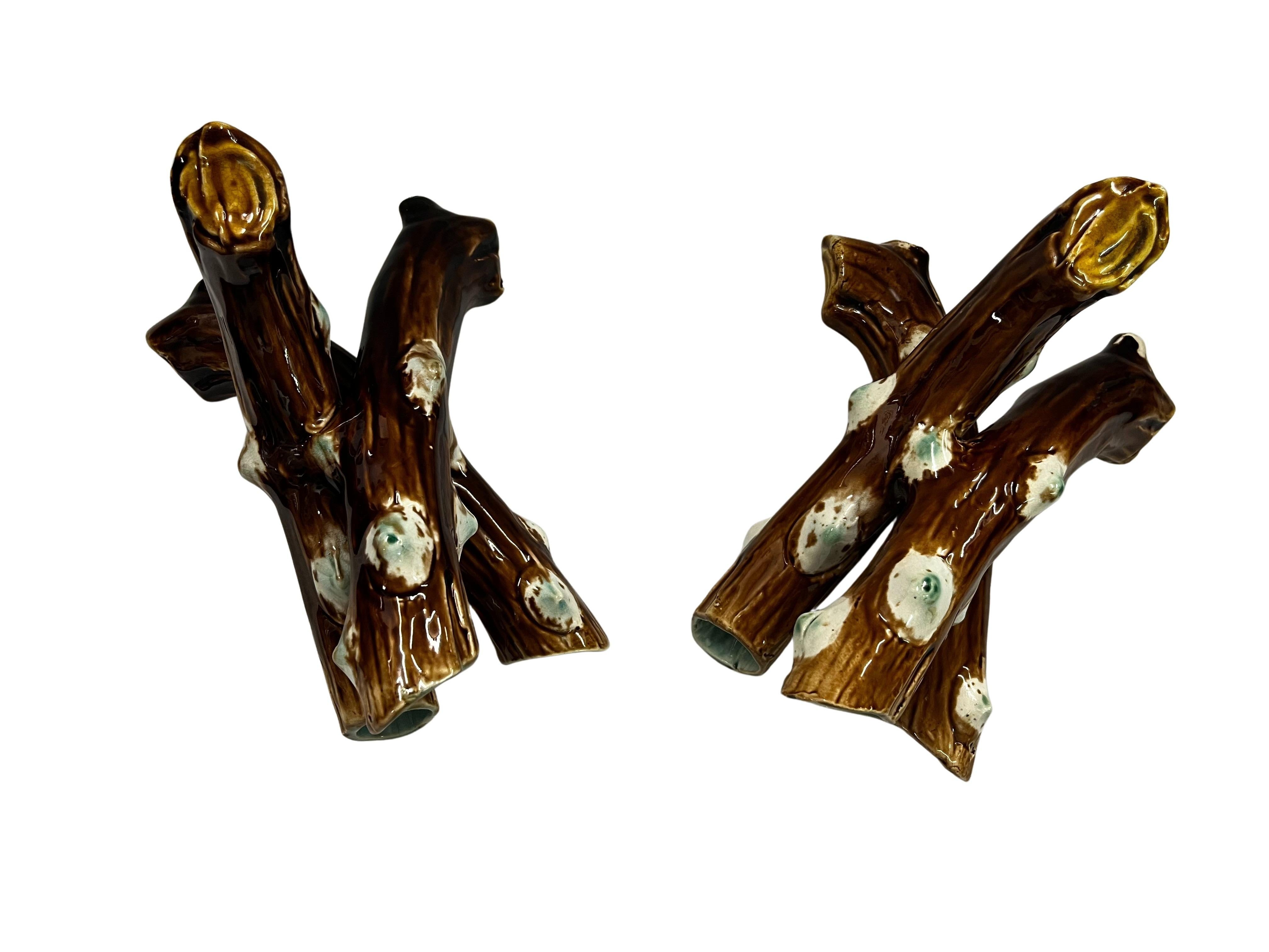 Satz von zwei charmanten Vasen, Kätzchenweide, Keramik Jugendstil 1900, Frankreich im Zustand „Gut“ im Angebot in Wien, AT