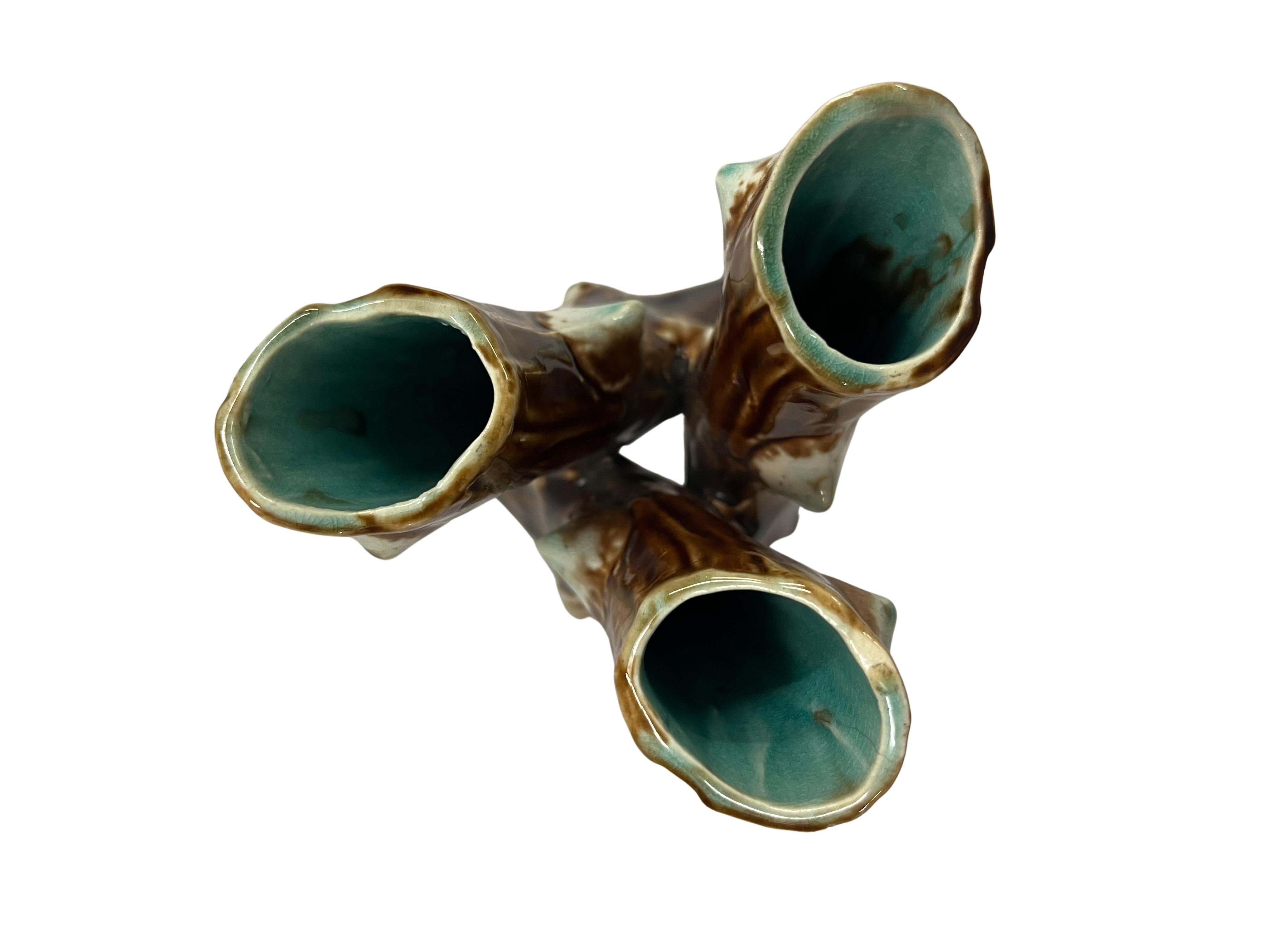 Satz von zwei charmanten Vasen, Kätzchenweide, Keramik Jugendstil 1900, Frankreich (Frühes 20. Jahrhundert) im Angebot