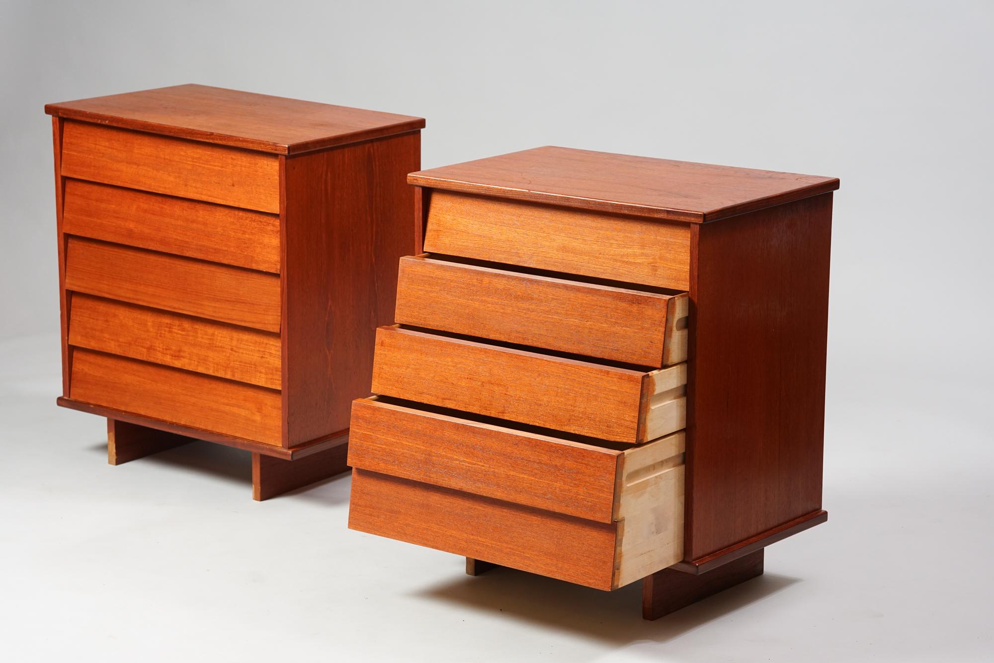 Set of two chest of drawers by Ilmari Tapiovaara for Asko, 1960s. Teak. Good vintage condition, patina and wear consistent with age and use. The drawers are sold together. 

Yrjö Ilmari Tapiovaara was one of the most important Finnish designers and