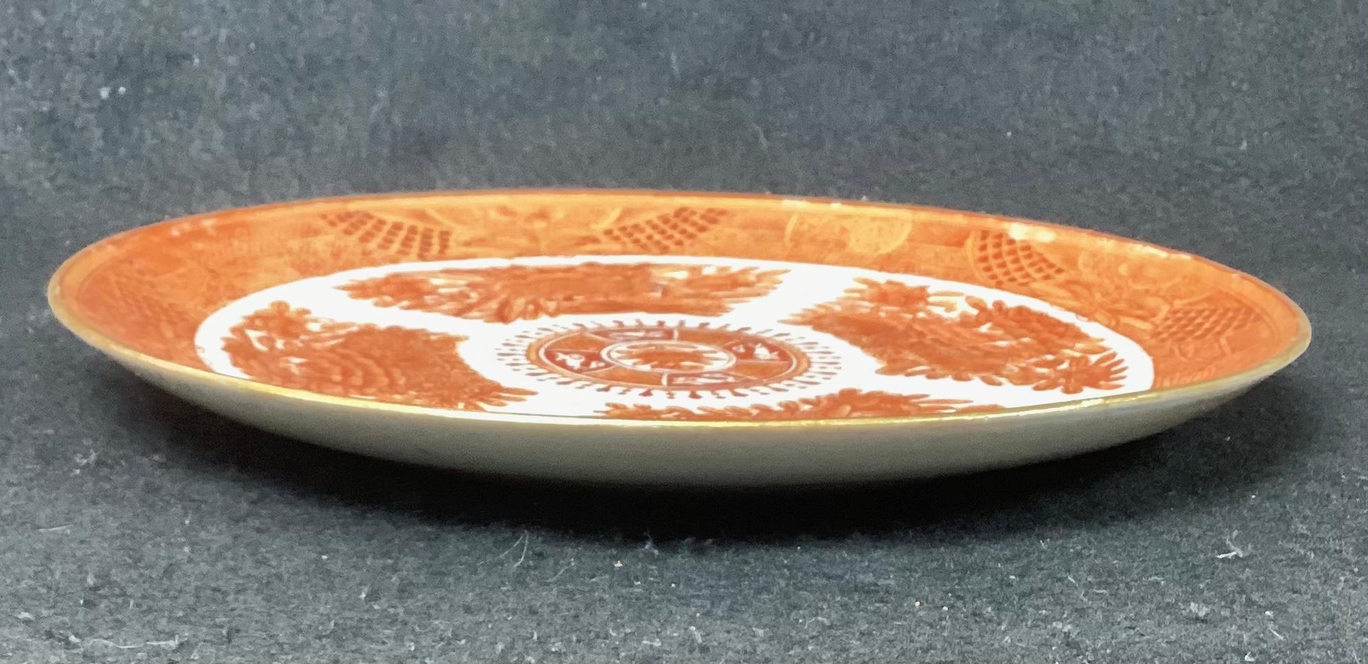 Set of Two Chinese Export Porcelain Orange Fitzhugh Plates 1