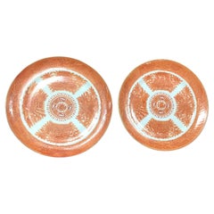 Set of Two Chinese Export Porcelain Orange Fitzhugh Plates