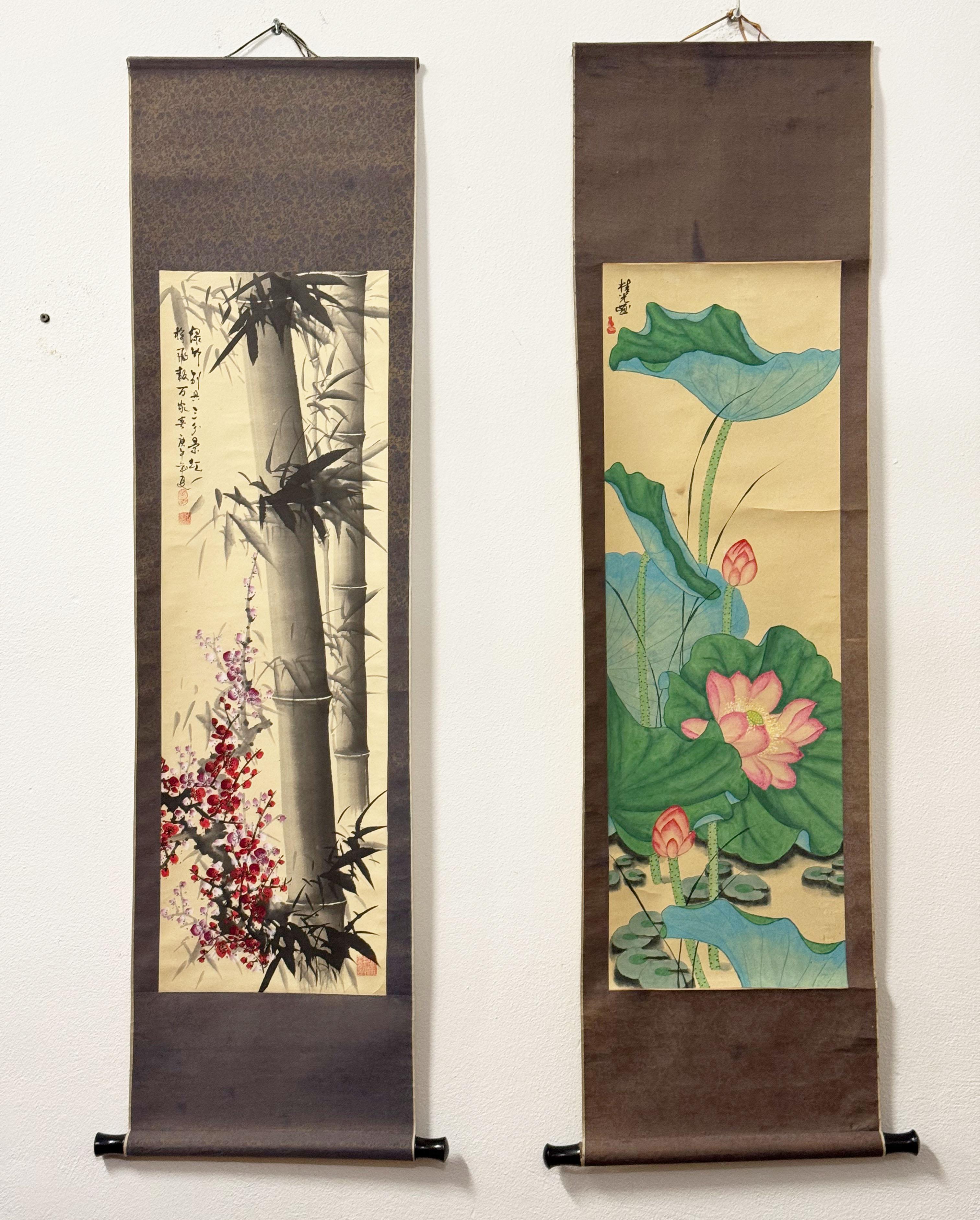 Satz von zwei chinesischen Schriftrollen Malerei im Angebot 3