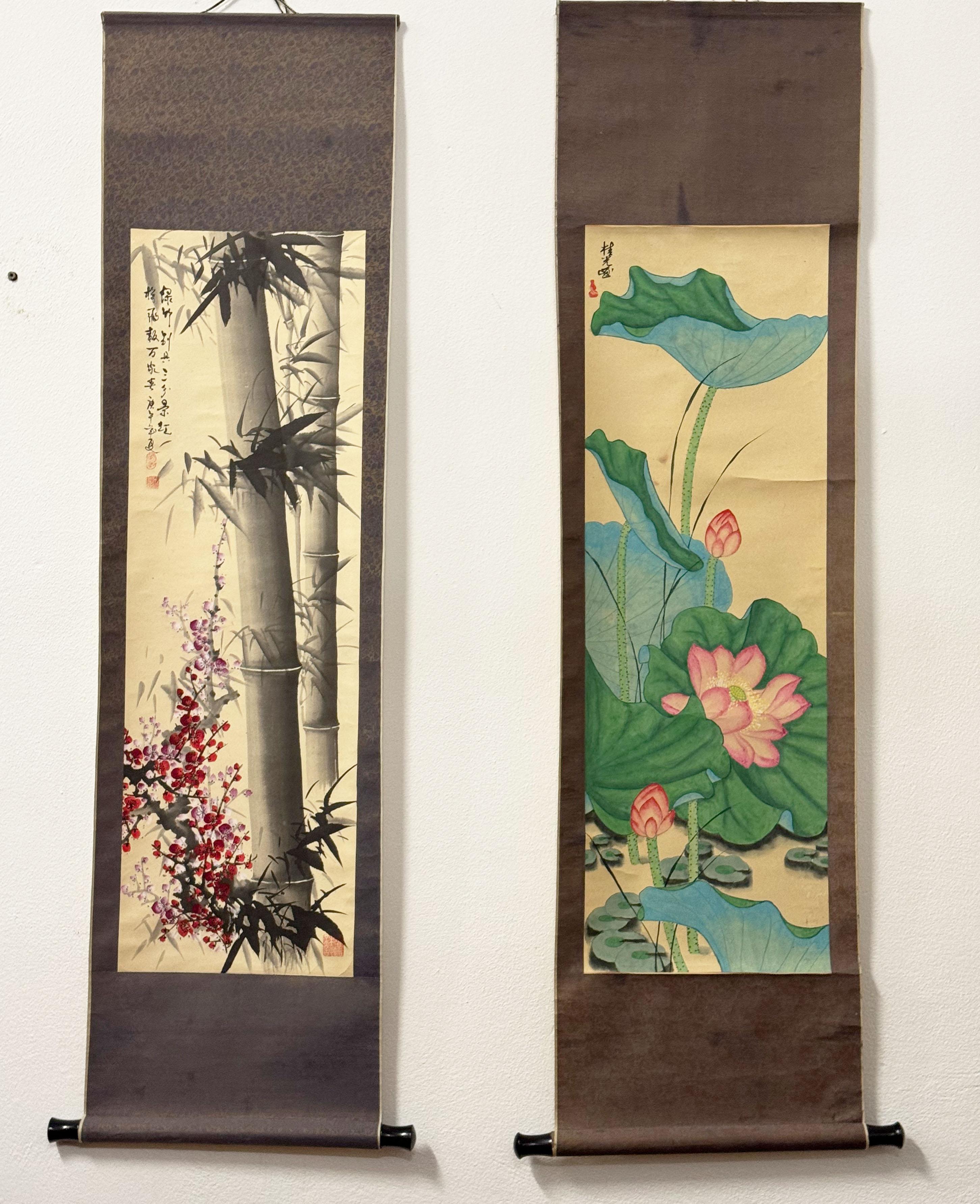Satz von zwei chinesischen Schriftrollen Malerei im Angebot 4