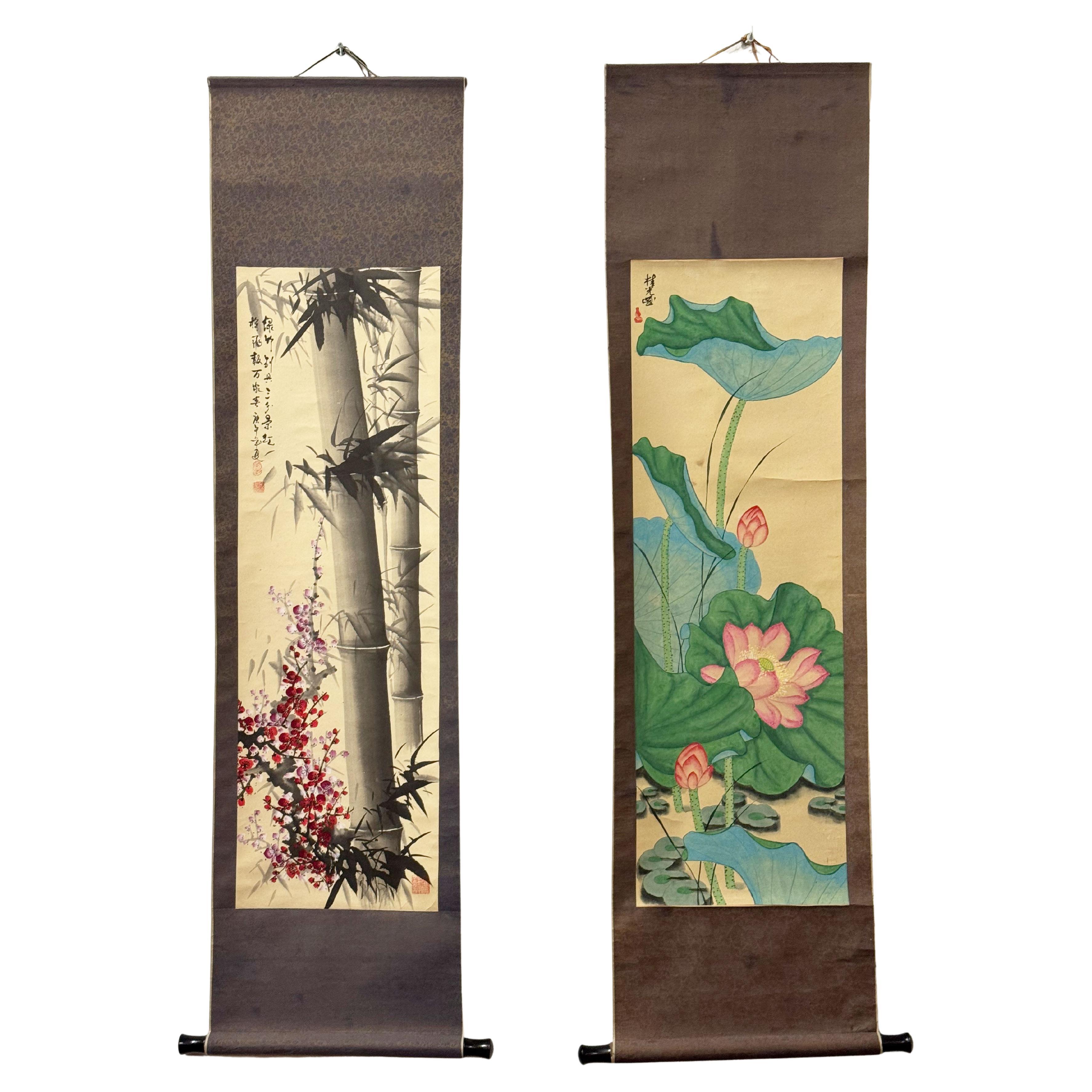 Ensemble de deux rouleaux de peinture chinoise