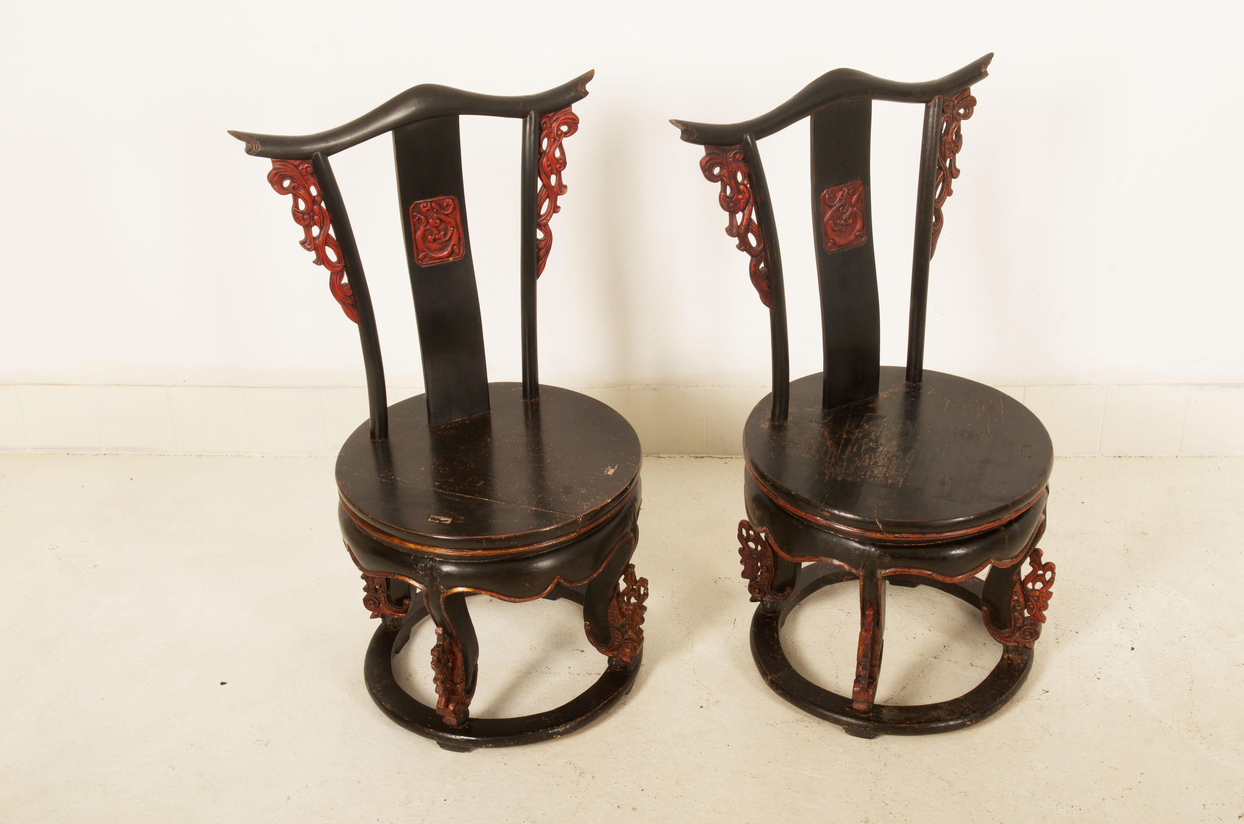 Set of Two Chinese Side Chairs  For Sale 4