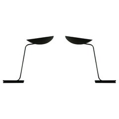 Set of Two Christophe Pillet Table Lamps 'Plume' Anodic Bronze Black by Oluce