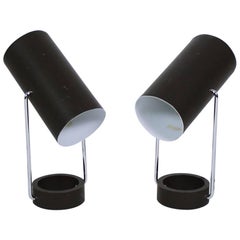 Set of Two Chrome and Meatal Tube Table Lamps by Tulux, Swiss, 1960s