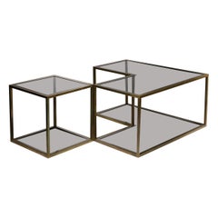 Set of Two Chrome/Brass Low Tables. Italy, 1970s