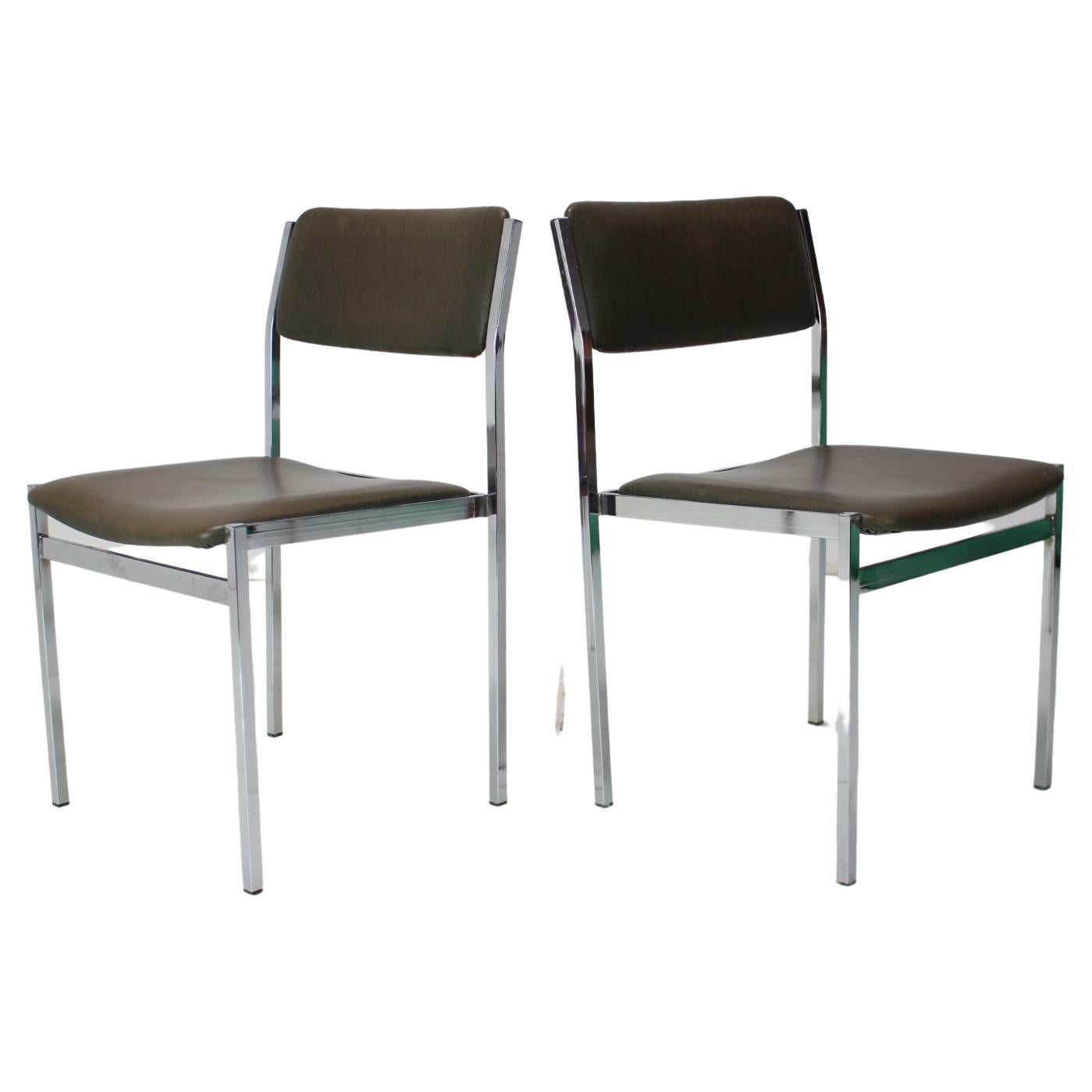 Set of Two Chrome Chairs, 1970's