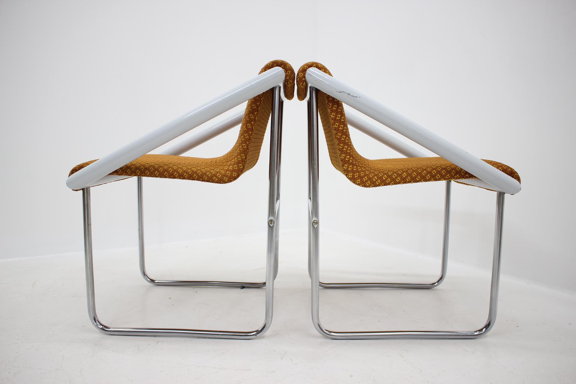 Mid-Century Modern Set of Two Chrome Lounge Chairs, 1960s