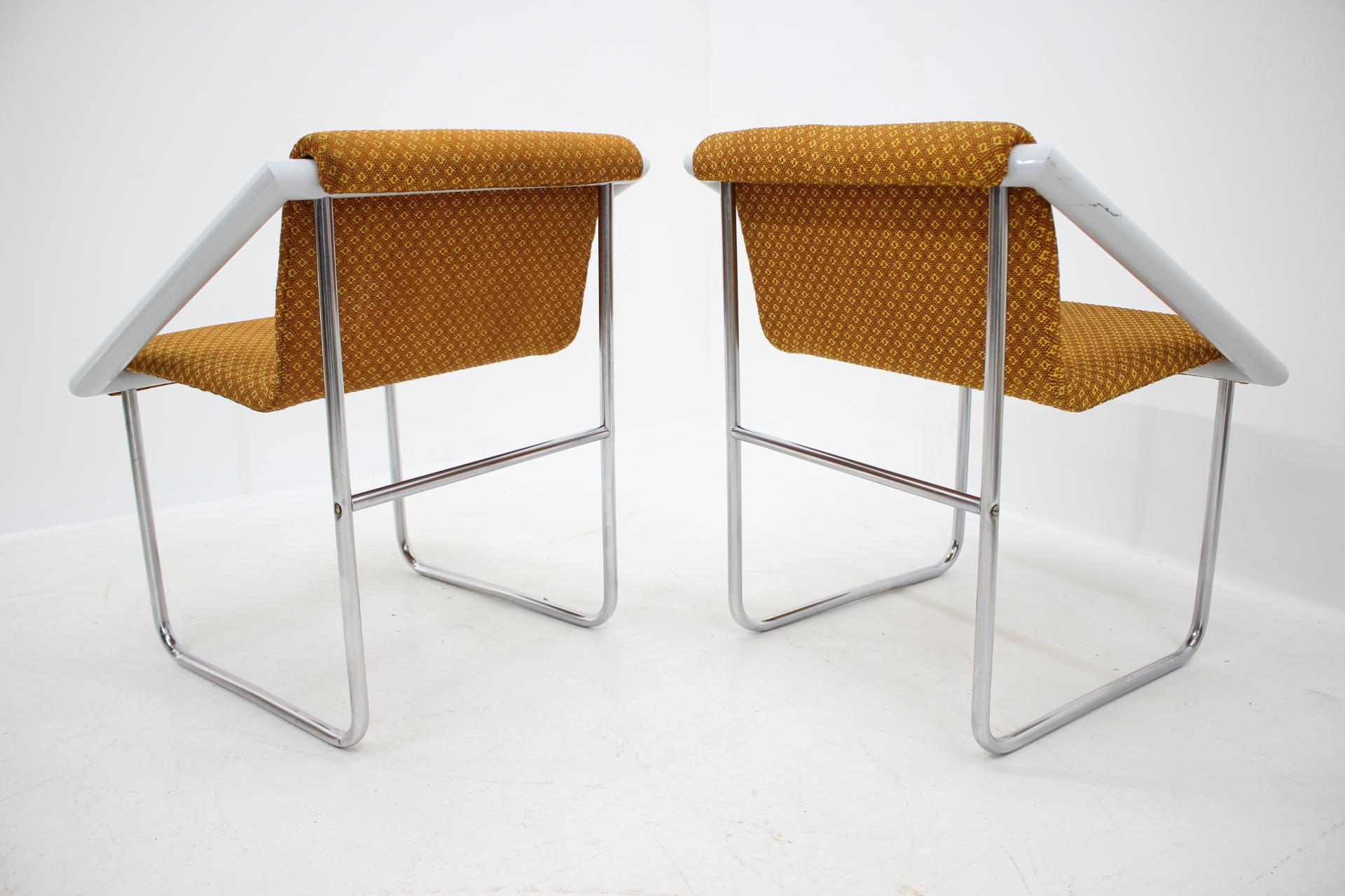 Czech Set of Two Chrome Lounge Chairs, 1960s