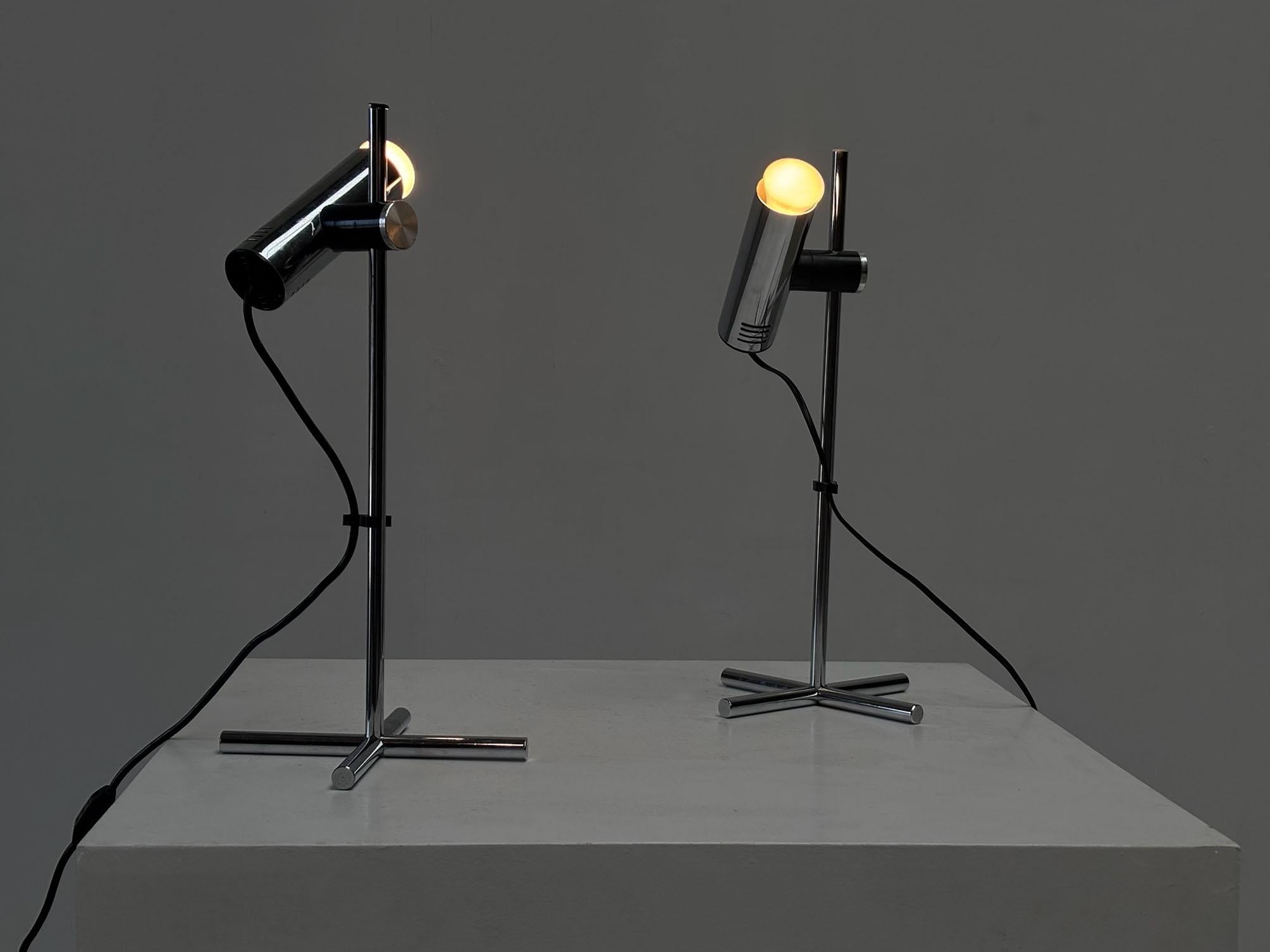 Italian Set of two chrome table lamps by Targetti