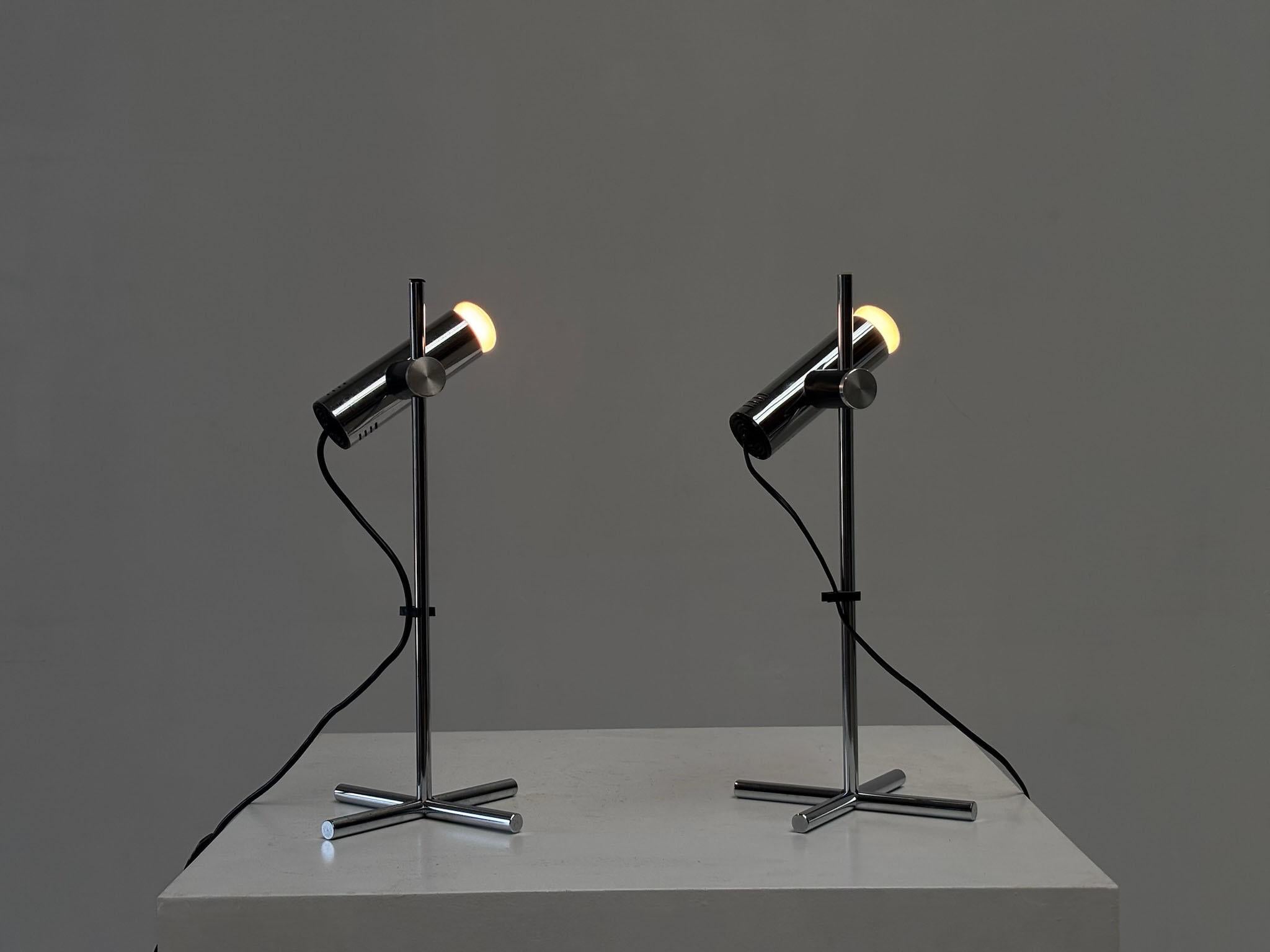 Late 20th Century Set of two chrome table lamps by Targetti
