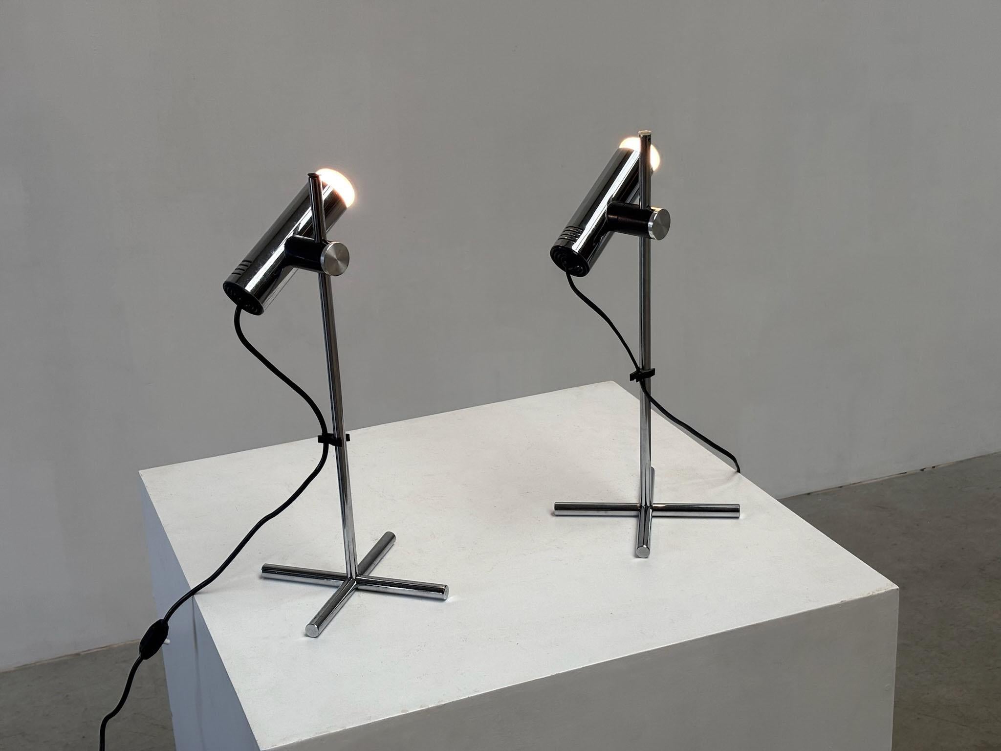 Chrome Set of two chrome table lamps by Targetti