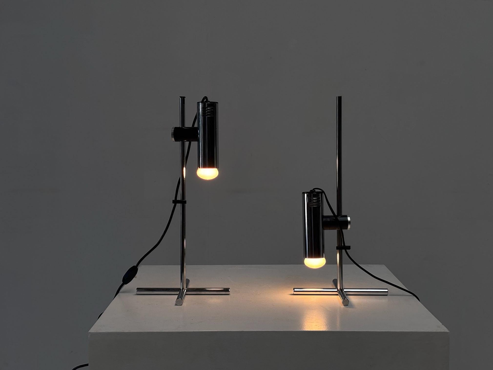 Set of two chrome table lamps by Targetti 1