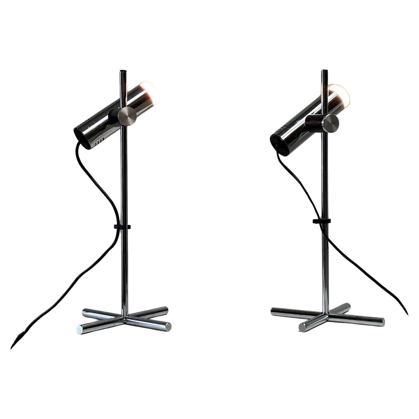 Set of two chrome table lamps by Targetti