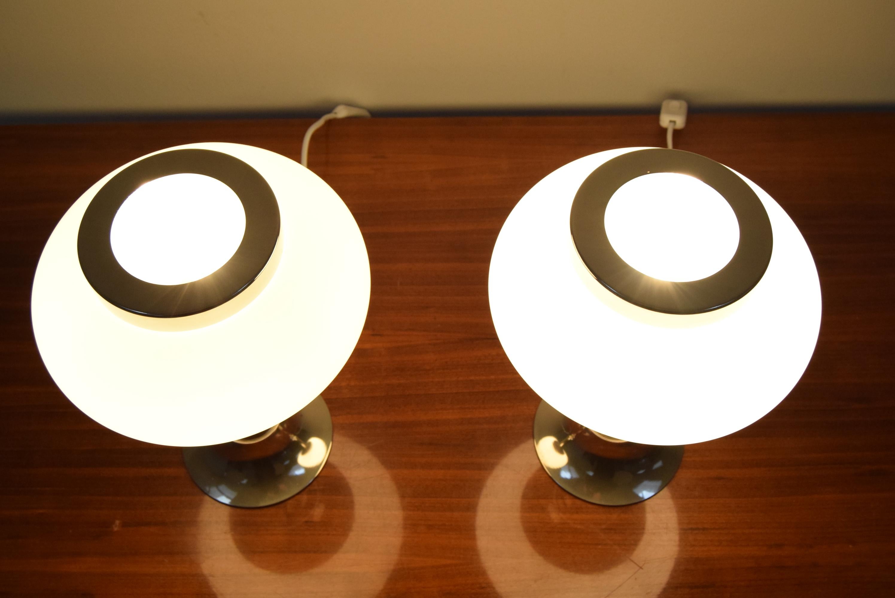 Set of Two Chrome Table Lamps, 1960's 3