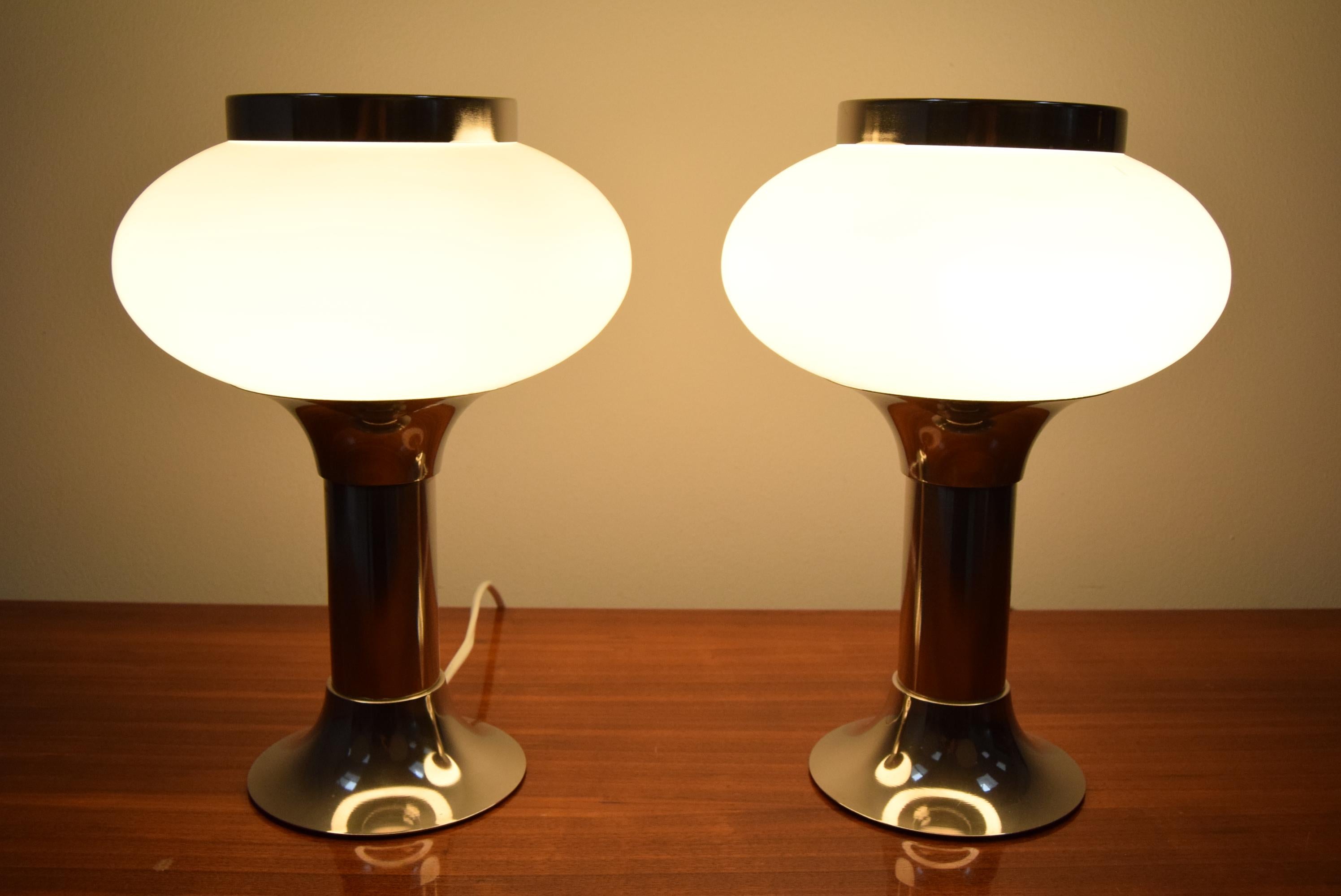 Set of Two Chrome Table Lamps, 1960's 1