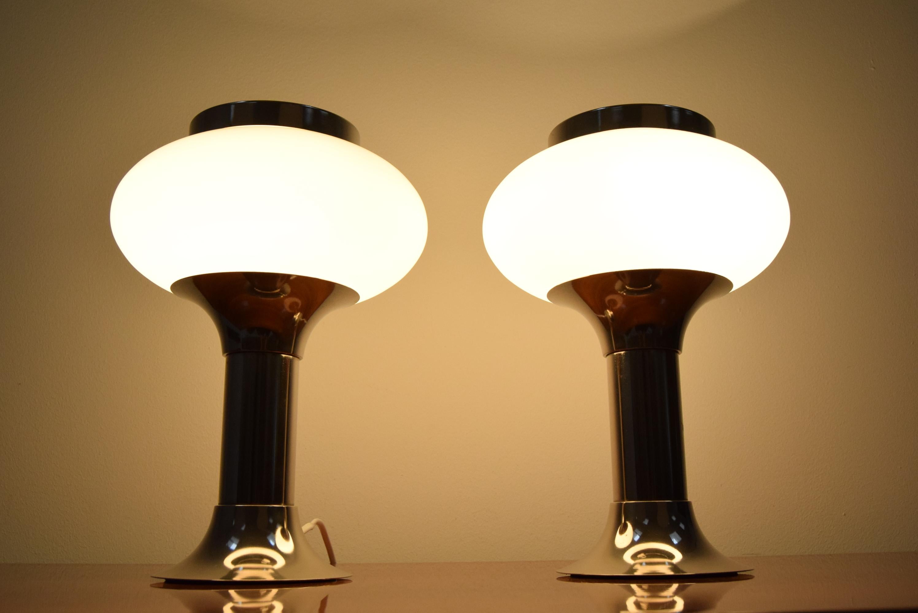 Set of Two Chrome Table Lamps, 1960's 2