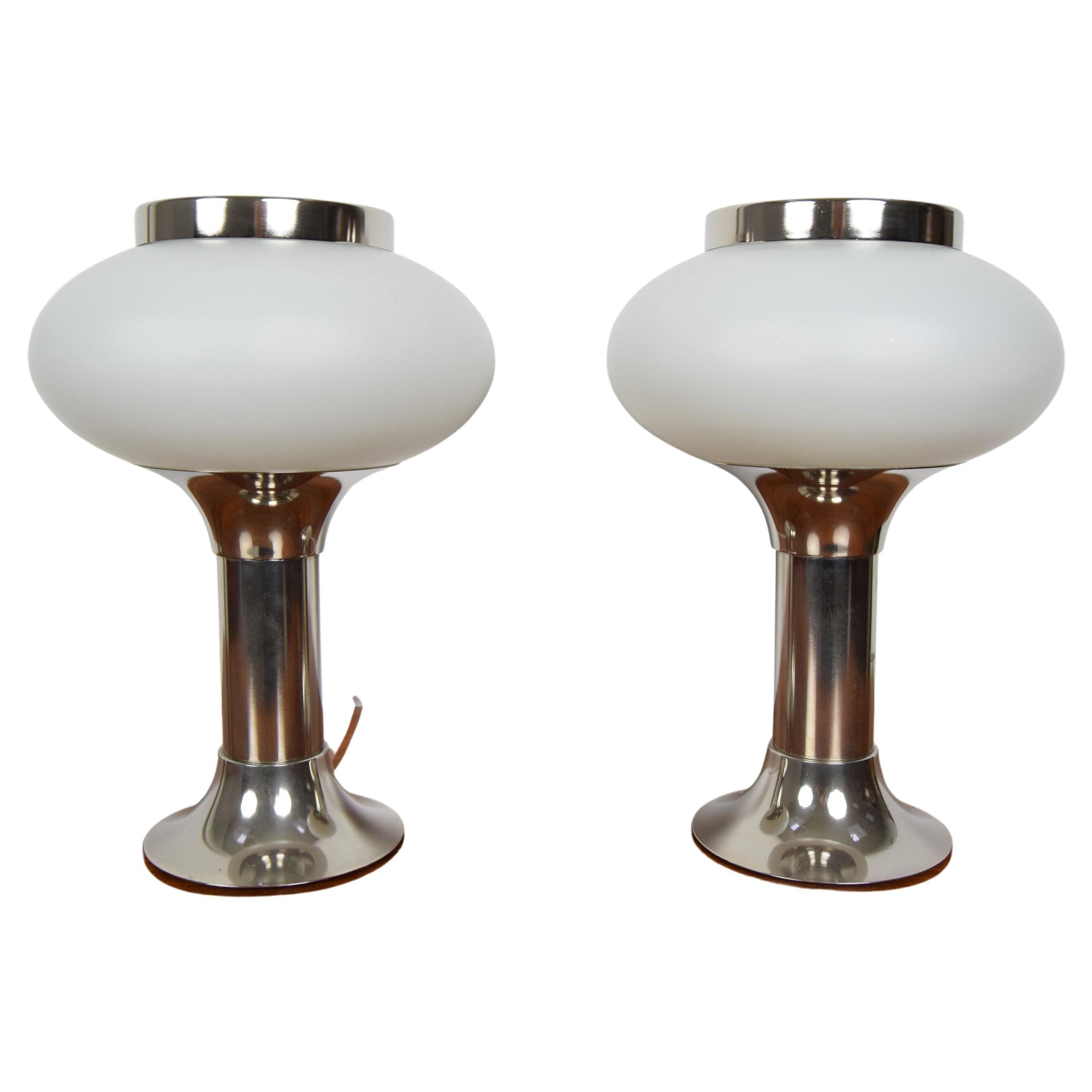Set of Two Chrome Table Lamps, 1960's