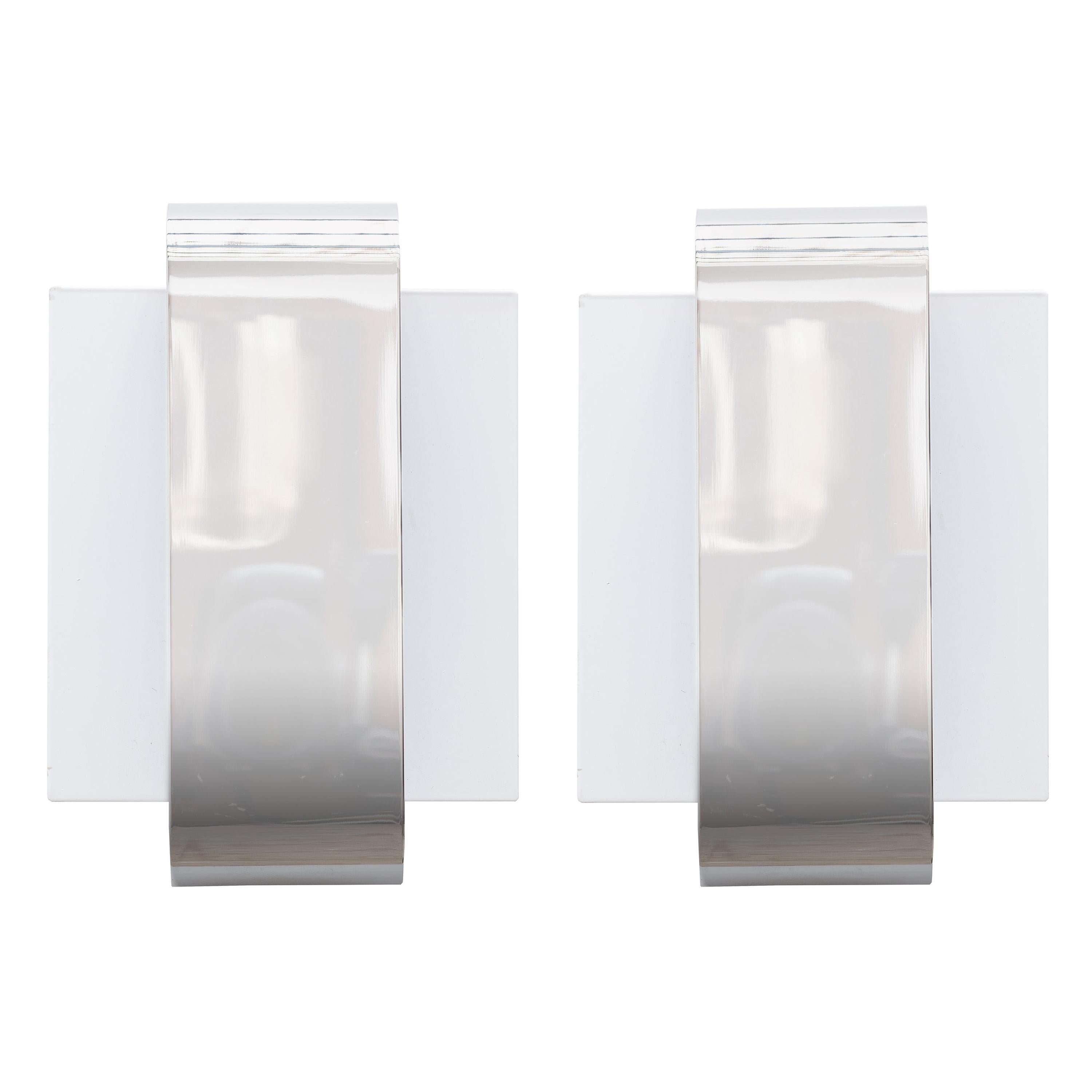 Set of Two Chrome Wall Lights For Sale
