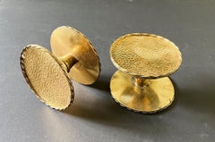 Set of Two Circular Push-Pull Door Handles in Brass, Mid-20th Century, France