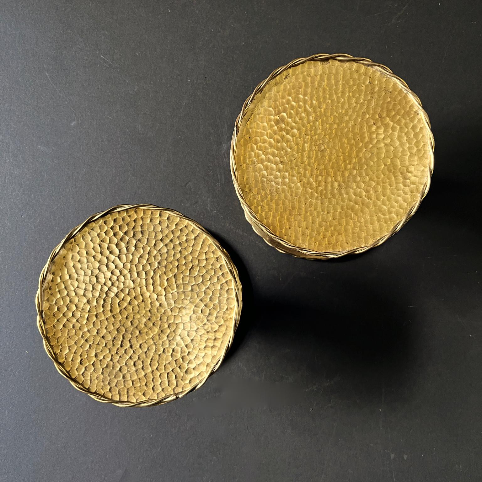 French Set of Two Circular Push-Pull Door Handles in Brass, Mid-20th Century, France For Sale