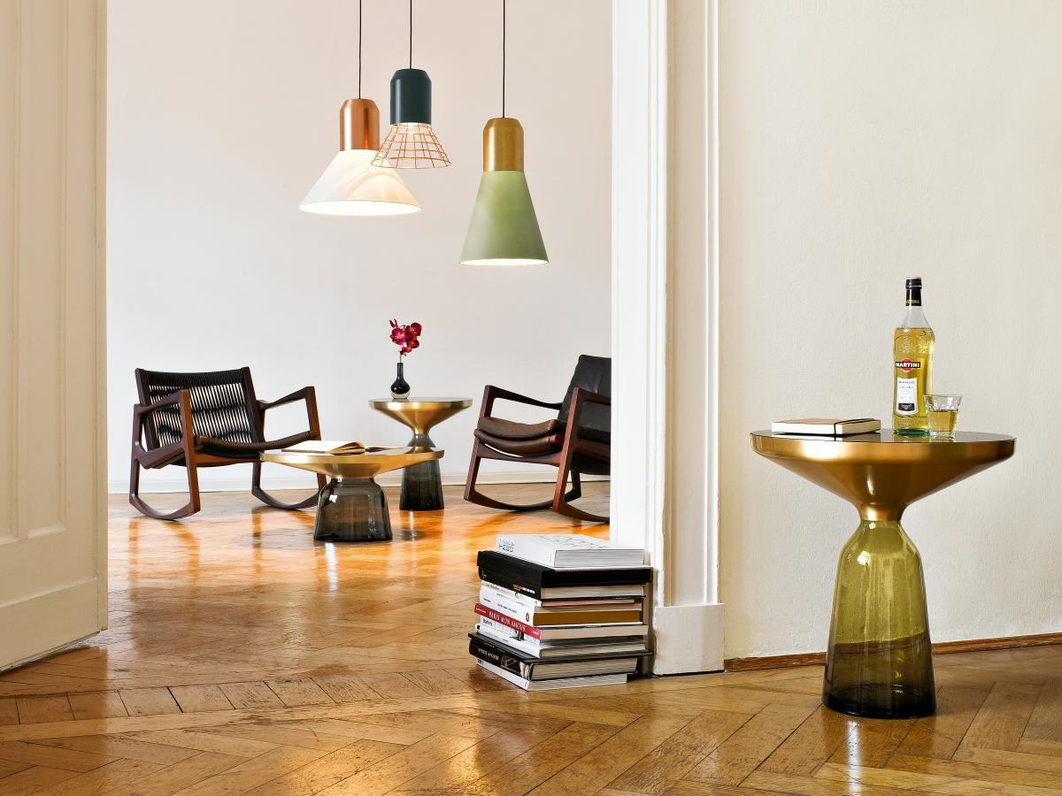 Set of Two ClassiCon Bell Tables in Brass & Yellow by Sebastian Herkner IN STOCK For Sale 2