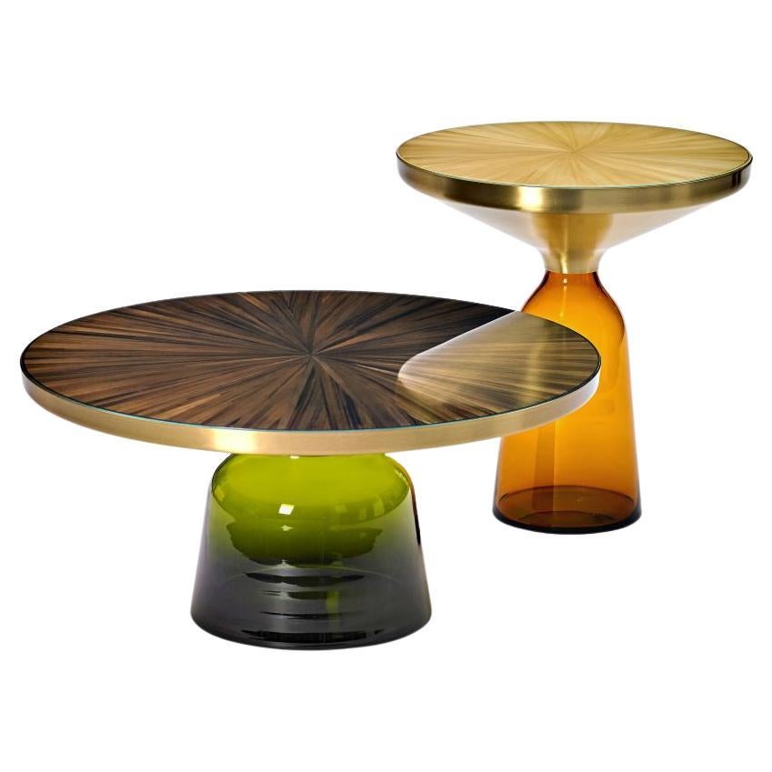 Set of Two ClassiCon Bell Tables with Straw Marquetry Top by Sebastian Herkner