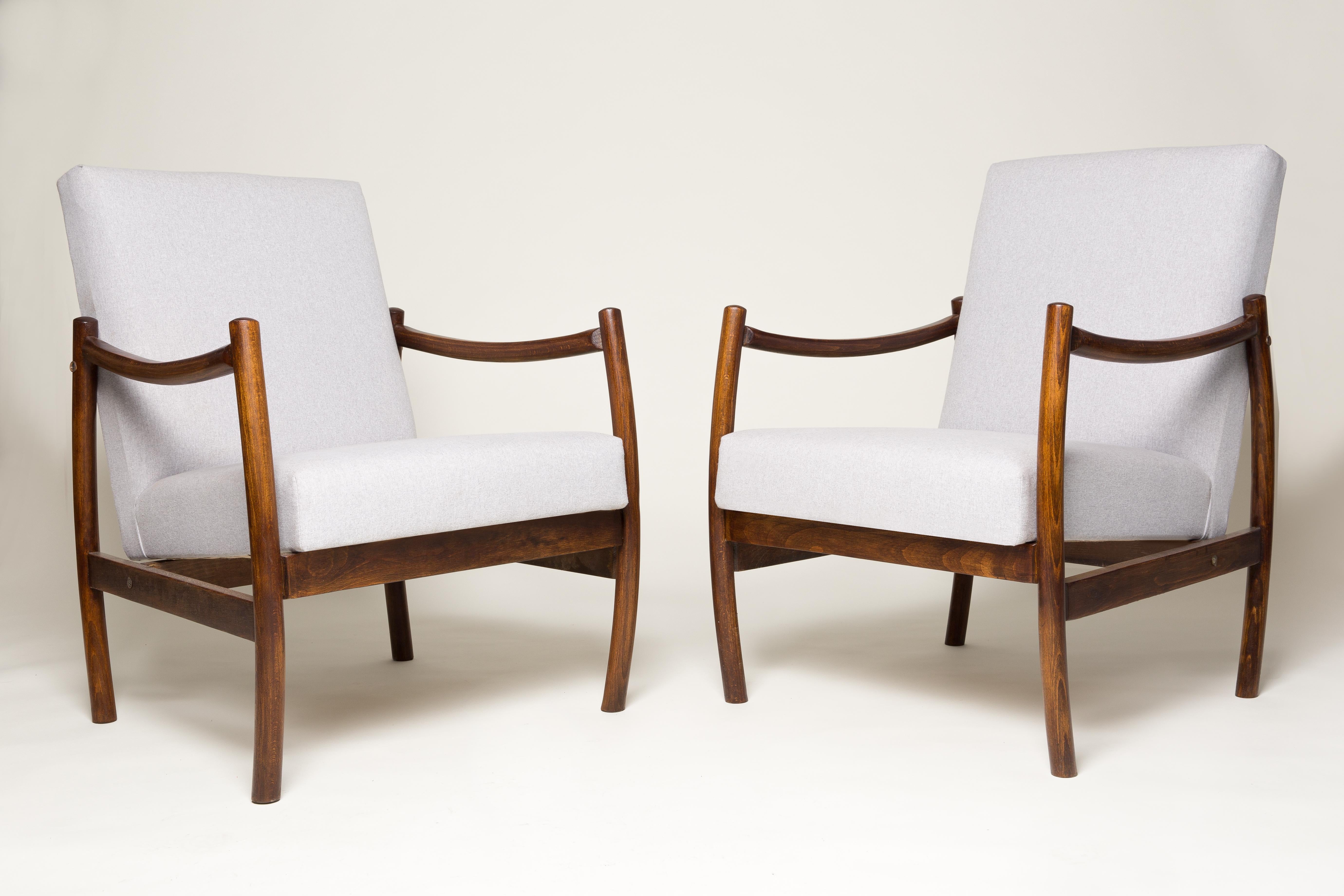 Polish Set of Two Club Armchairs, Yellow Velvet, 1960s For Sale