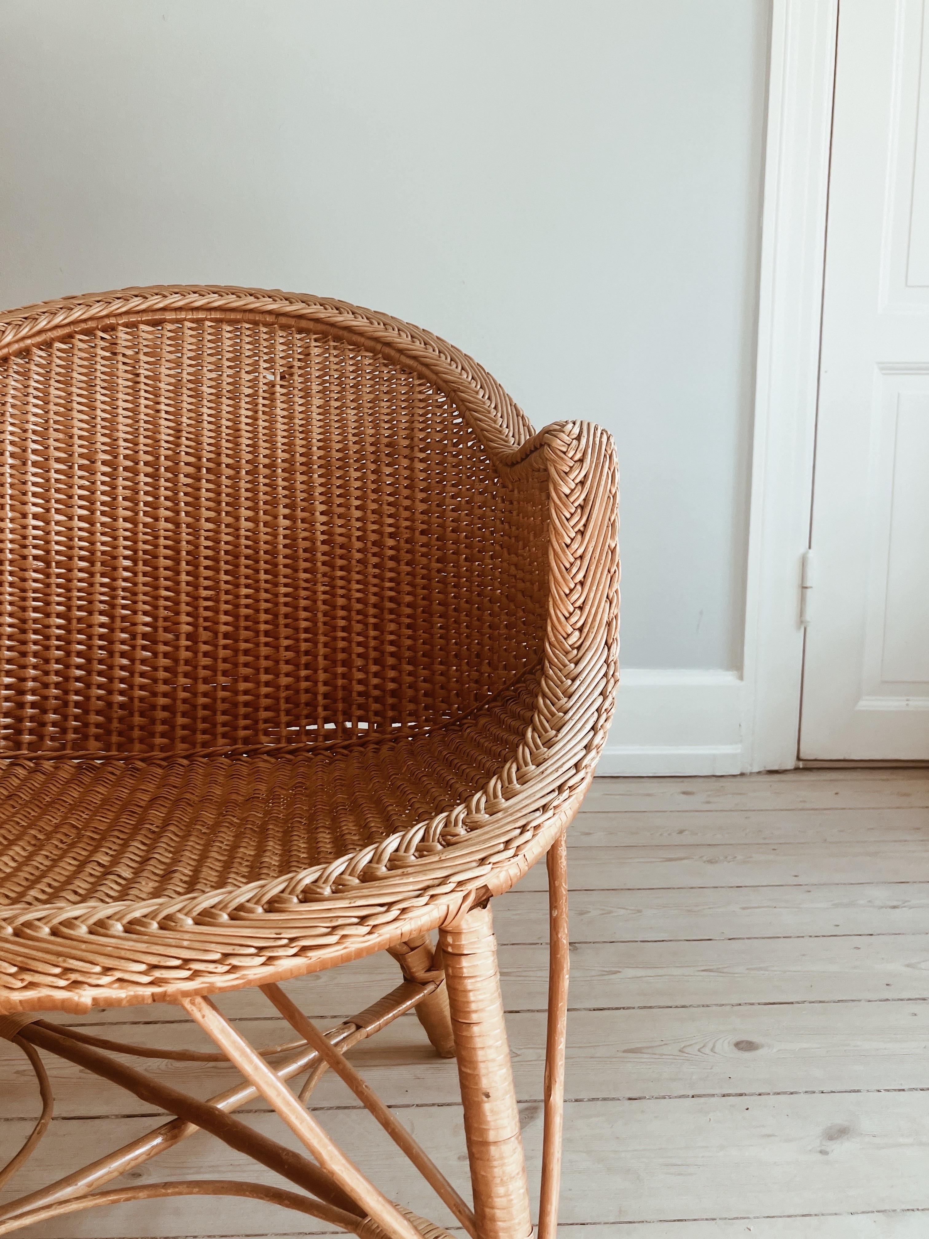 Set of two club chairs in Wicker from Madeira 1960s For Sale 1