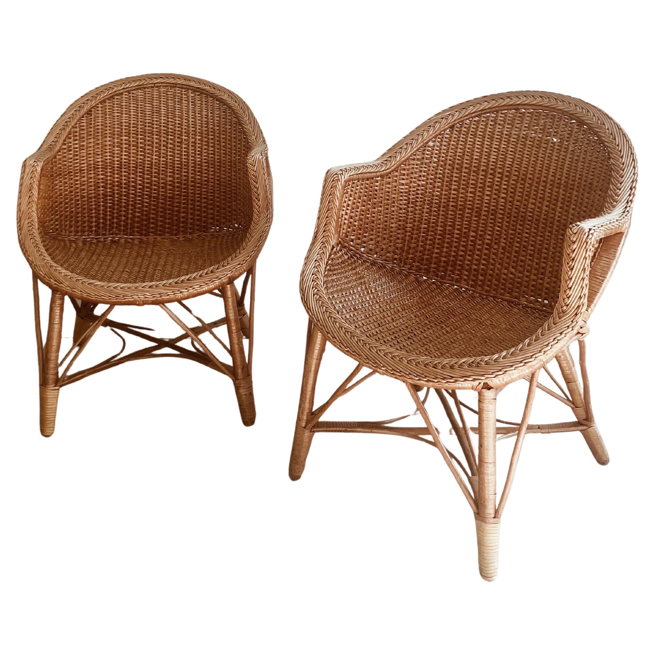 Set of two club chairs in Wicker from Madeira 1960s