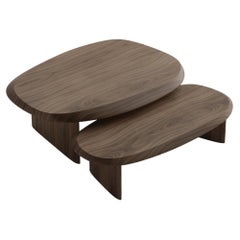 Set of Two Coffee Tables Walnut Duna Collection by Joel Escalona