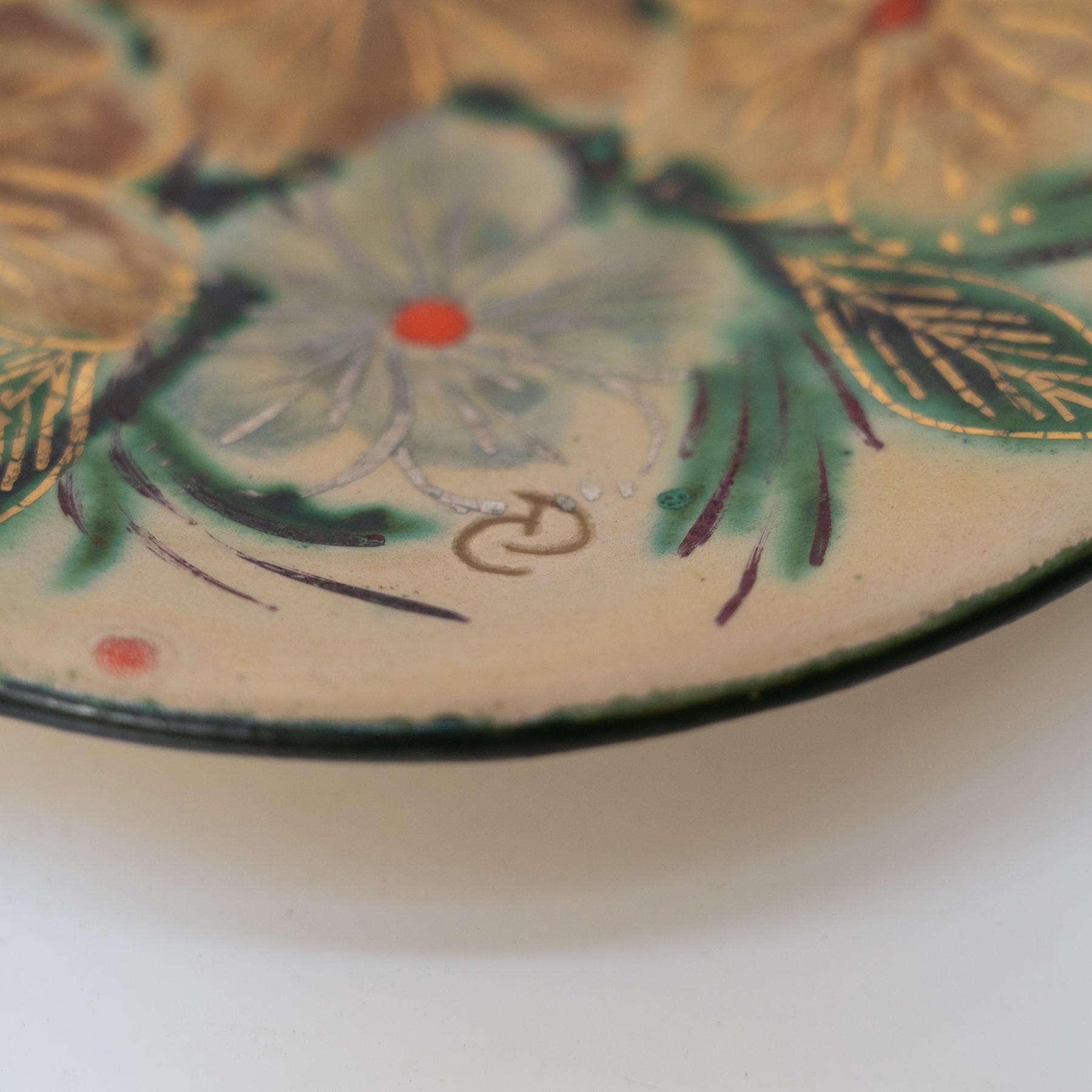 Juego de dos platos de cerámica floral en color de Díaz Costa, hacia 1960 en venta 3