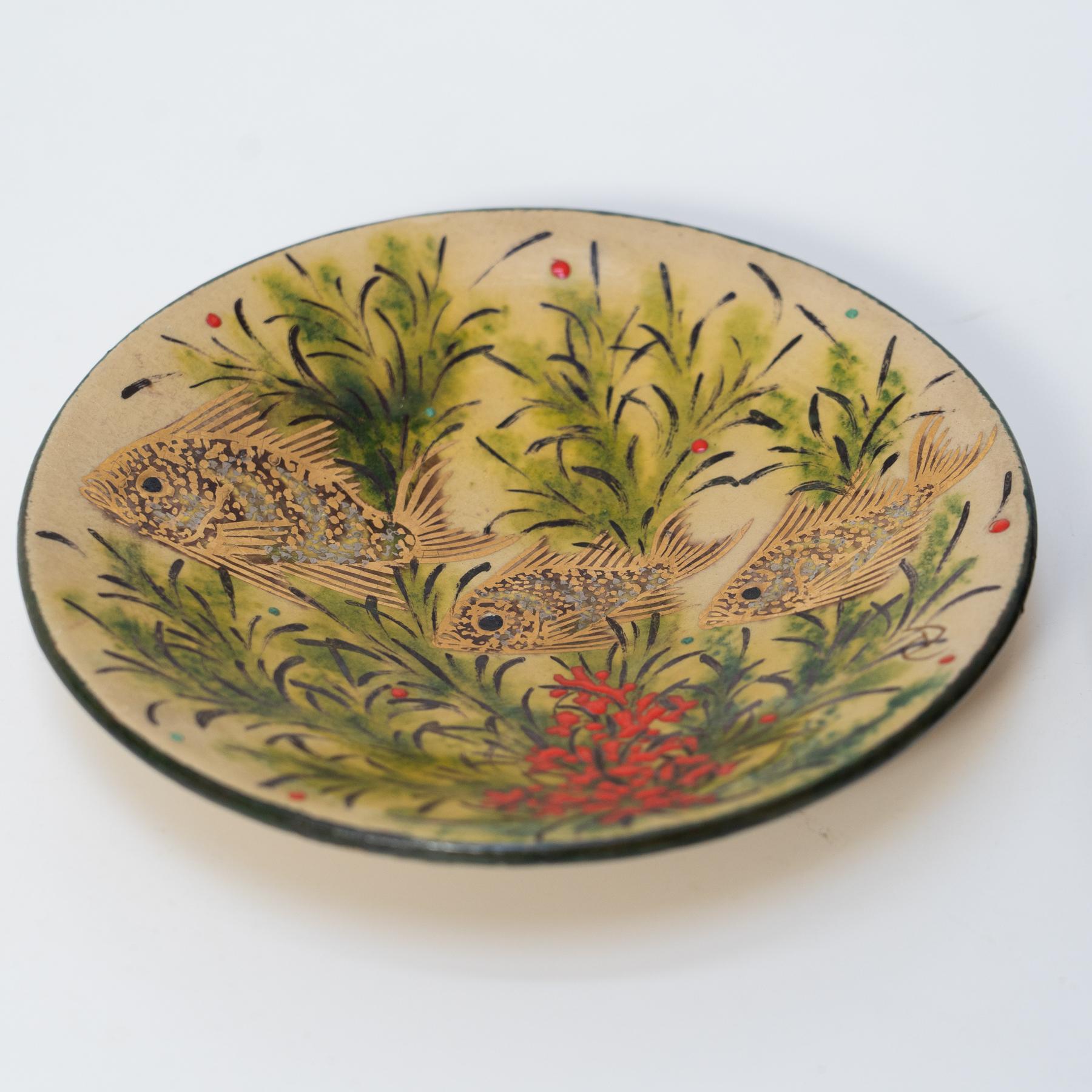 Juego de dos platos de cerámica floral en color de Díaz Costa, hacia 1960 Cerámico en venta