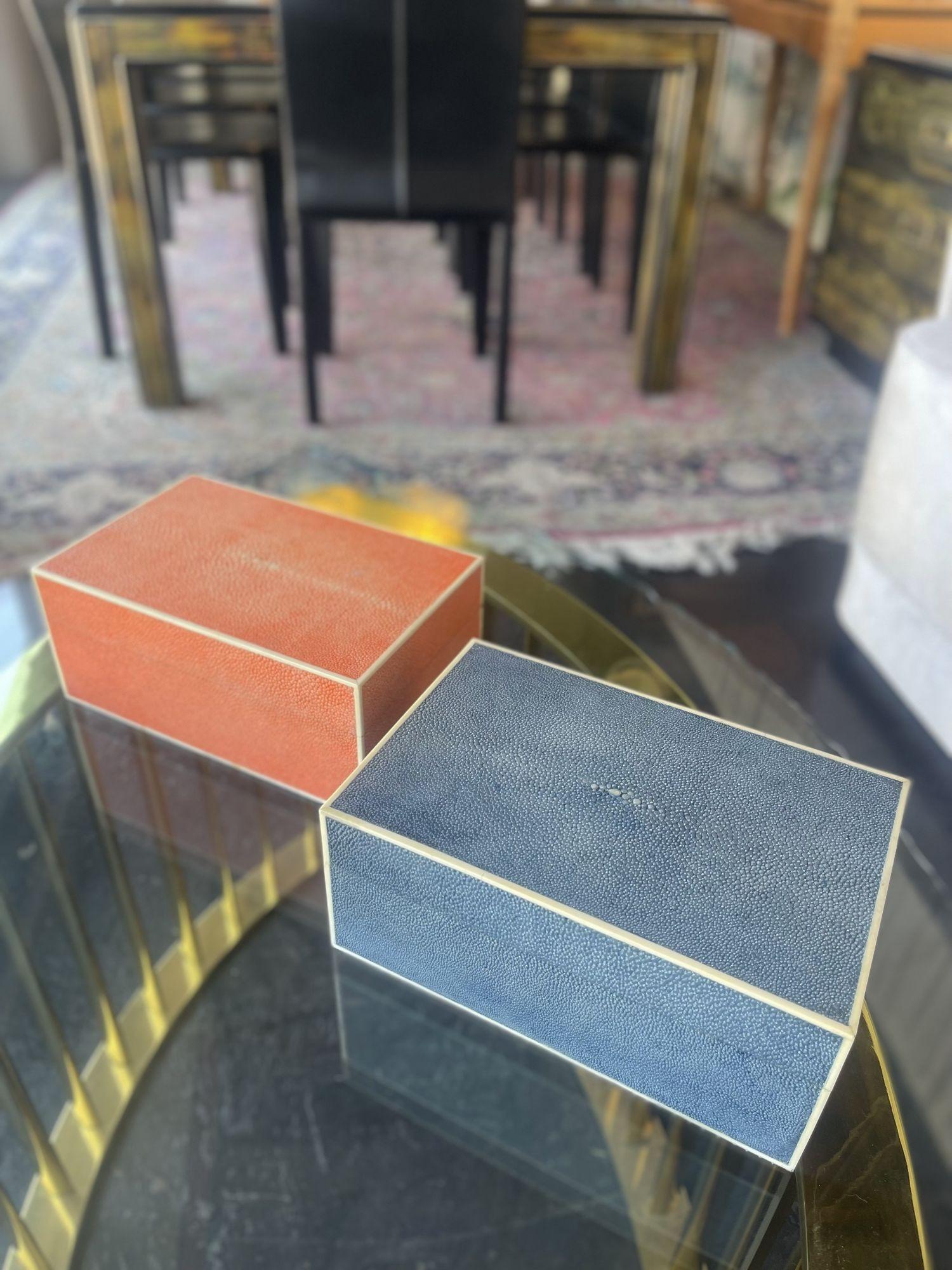 Set of Two Colorful Shagreen Boxes In Good Condition In Los Angeles, CA