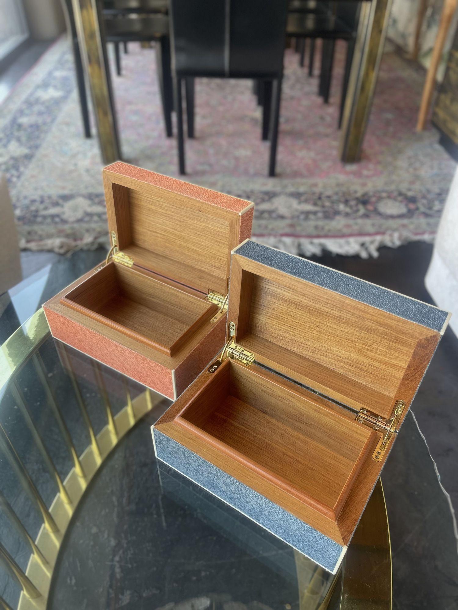 Late 20th Century Set of Two Colorful Shagreen Boxes