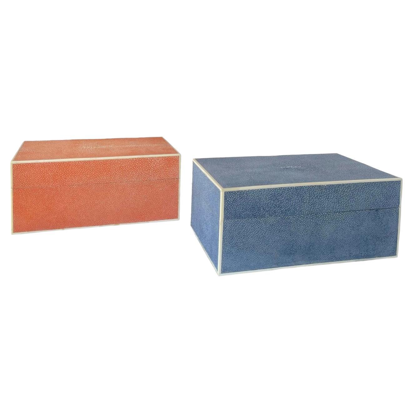 Set of Two Colorful Shagreen Boxes
