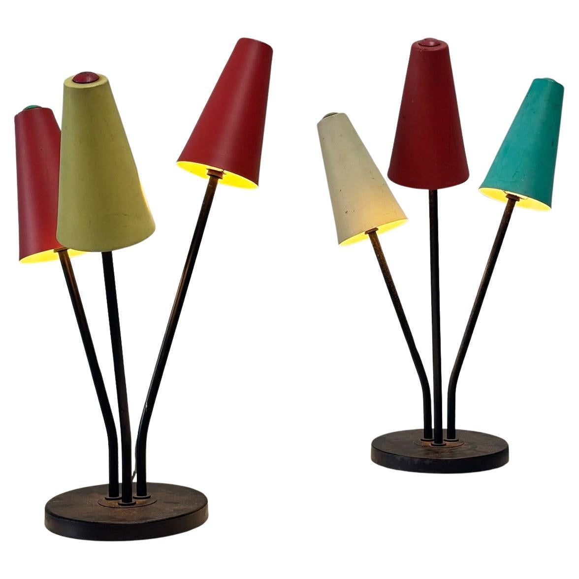 Set of two colorful table lamps For Sale