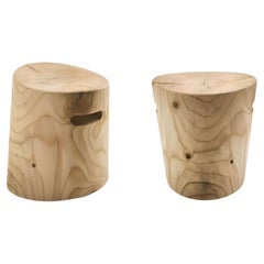 Set Of Two Conical Shape Stools Made From a Single Block of Scented Cedar
