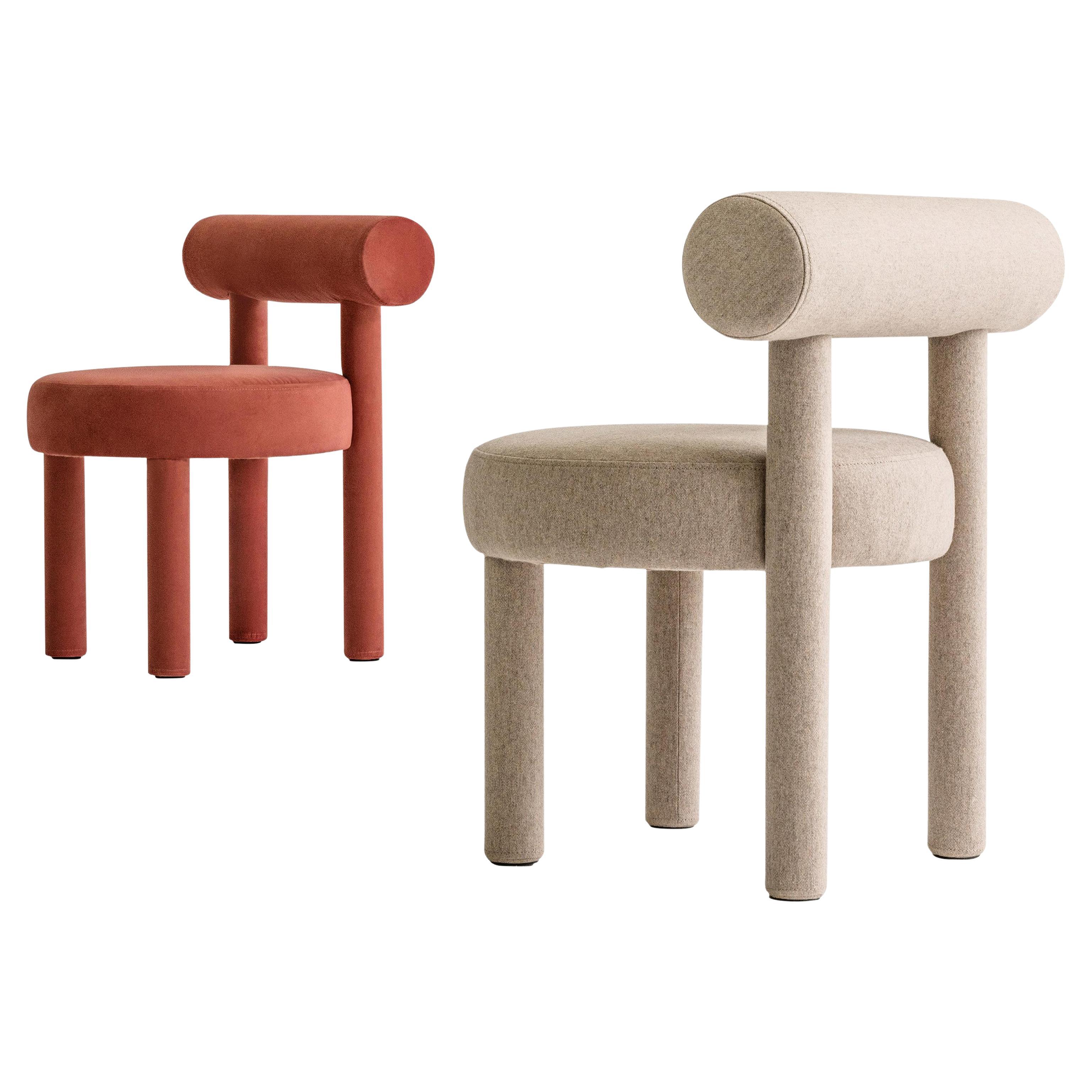 Set of Two Contemporary Dining Chairs 'Gropius CS1' by Noom, Orange and White For Sale