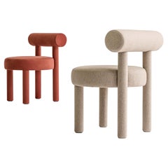 Set of Two Contemporary Dining Chairs 'Gropius CS1' by Noom, Orange and White