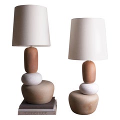 Set von zwei zeitgenössischen, handgefertigten Lorimer-Lampen aus Keramik XL