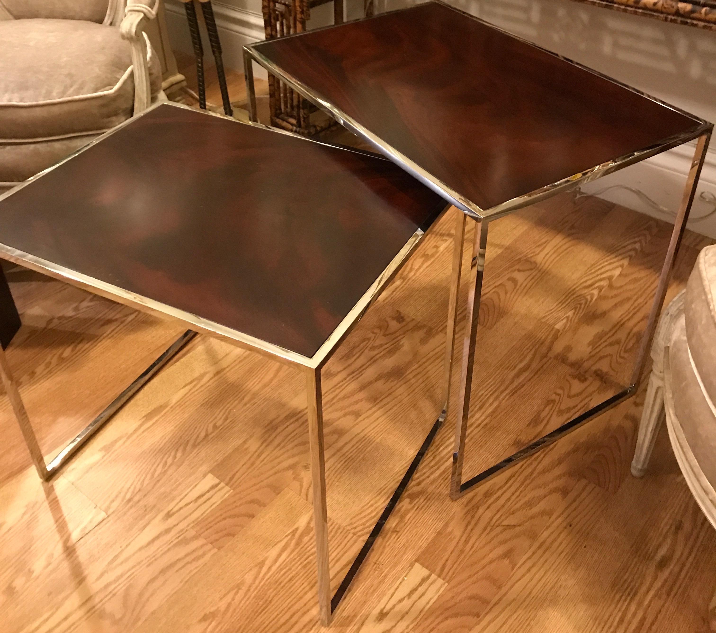 European Set of Two Contemporary Nesting Tables For Sale