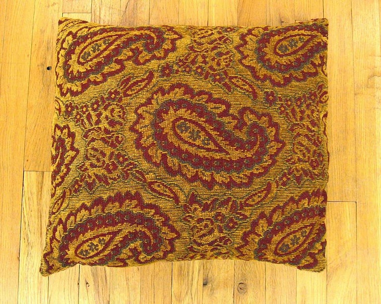 Set of Two Coordinating Vintage Tapestry Pillows with Large Paisley