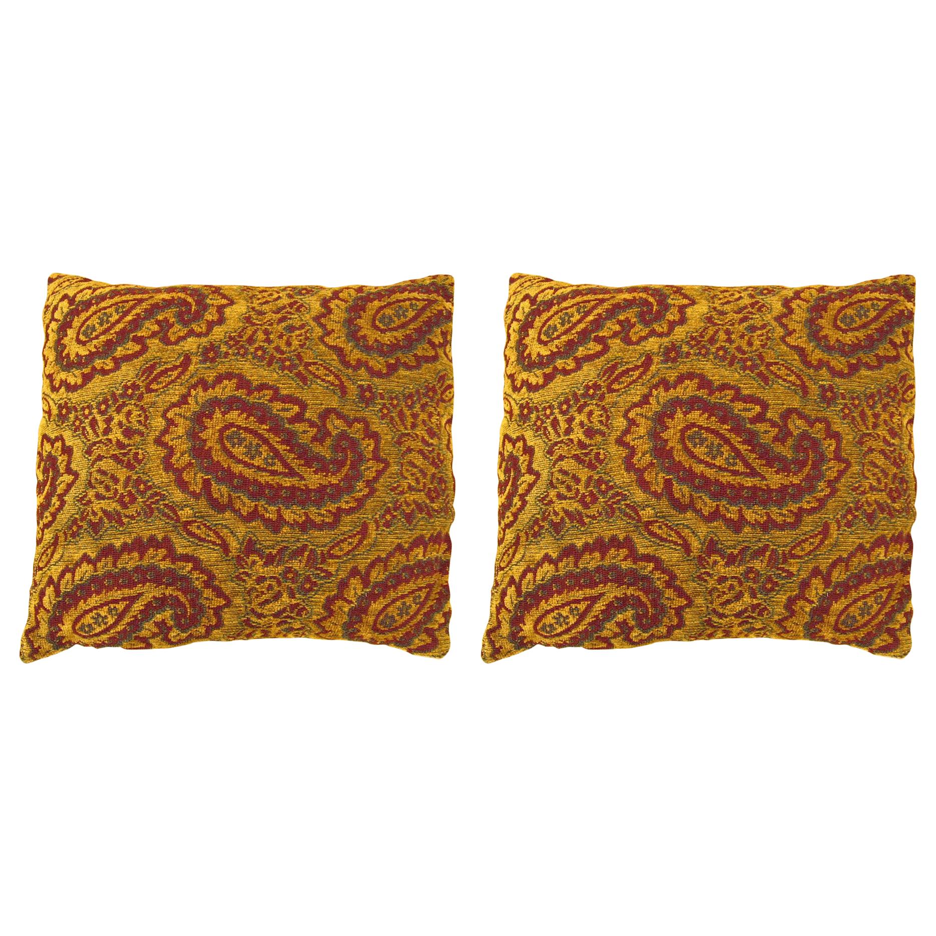 Vintage Decorative Tapestry Pillow, with Large Paisley Designs For Sale